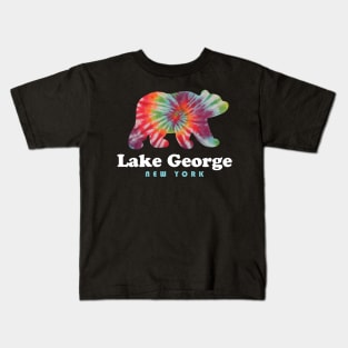 Lake George NY Bear Tie Dye New York Vacation Kids T-Shirt